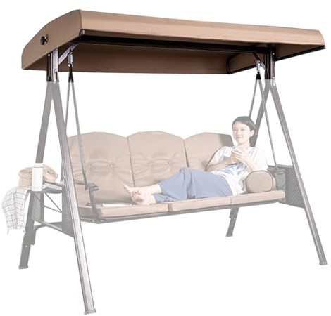 SJASD Ersatzdach für Hollywoodschaukel 2/3 Sitzer Gartenschaukel Bezug für Hollywoodschaukel/Hängematte,Wasserdichtes Polyester Dach für Gartenschaukel, UV-Schutz Schaukeldach Ersatz-Bezug