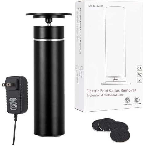 HEVOY Lima elettrica per piedi, con velocità regolabile, per rimuovere calli e calli, con 60 dischi di carta vetrata, per uomini e donne, strumento per pedicure per pelle morta e calli (nero)