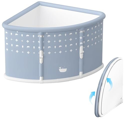 Fan-Shaped Foldable Bathtub, Large Collapsible Soaking Tub, Freestanding Surround Design, Space-Saving Corner Bath, PVC Material,Portable Foldable Ice Bath Tub for Adult Home Outdoors