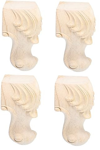 SHINEOFI Lot De 4 Pieds De Meubles en Bois Massif Décoratifs Style Haut Siècle Ronds Non Style Vintage pour Canapé