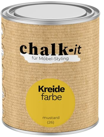 chalk-it Kreidefarbe 750ml (26) Mustard Möbel Farbe Shabby Chic Holzlack | Natur Vintage Look Möbellack Erfüllt EN71-3 Sicher Kindermöbel Spielzeuge