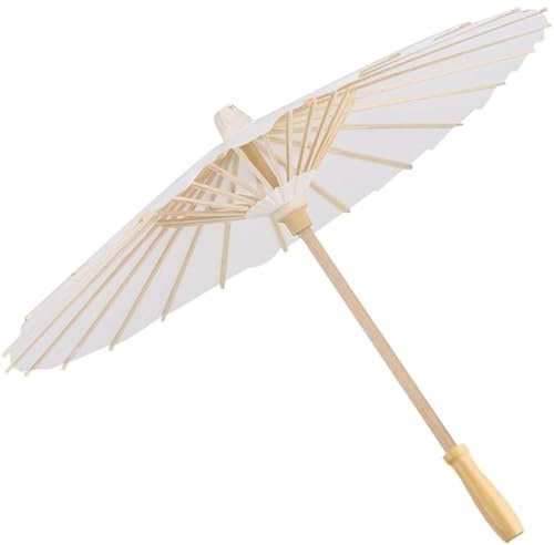 VIFERR Papier Regenschirm, Dekorativer Regenschirm aus Weißem Papierschirm, Sonnenschirm, für Schuldekor, Foto-Requisite, Party Dekor Foto Cosplay Prop (60 cm Durchmesser)