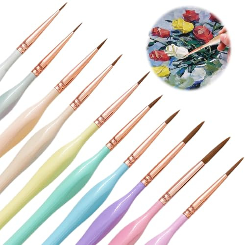 10PCS Fine Detail Brushes, Micro Thin Paint Brush Artist Set with Triangular Handles, Tiny Watercolour Paint Brushes Kit for Fine Detailing Miniature Figure Art Painting Acrylic Nail Watercolour Oil