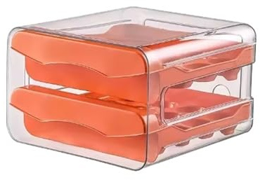 Automatic Scrolling Egg Rack Holder Storage Box Egg Basket Container Organizer Rolldown Refrigerator Egg Dispenser for Kitchen(Orange)