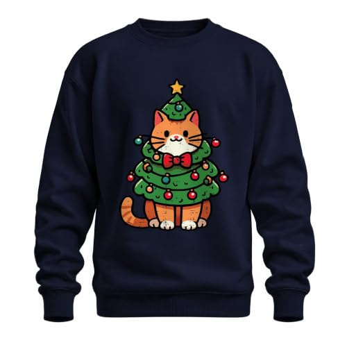 Printera Katze Weihnachtsbaum Weihnachten Süß Sweatshirt Pullover | Christbaumkugeln, Kätzchen, Katzenliebhaber, Tannenbaum, Christbaum, Baumschmuck, Winter, Haustier, Vintage, Ugly Christmas