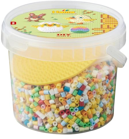 Hama Perlen 2041 Bügelperlen Dose mit ca. 4000 Bastelperlen mit Durchmesser 5 mm im Ostern Mix, kreativer Bastelspaß für Groß und Klein
