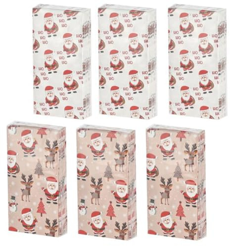 Taschentücher Weihnachtsmann Santa (6 x 10 Stück) - Papiertaschentücher Weihnachten, Nikolaus, Rentier