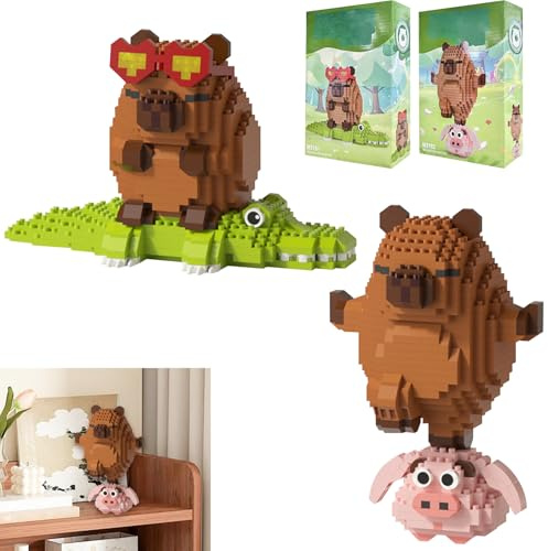 2 Capybara Bausteine mit Handbuch, Baustein Tiere Klemmbausteine Erwachsene