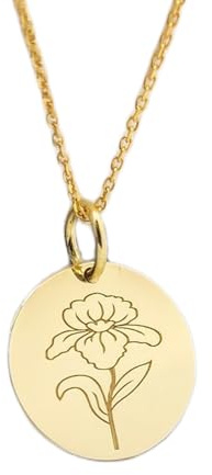 WORLD WIDE GEMS Violet Flower Engraved Coin Pendant Necklace 24mm with 18 Inch Cable Chain | Sterling Silver Gold Plated | Unisex Gift Jewelry|WW_PNDN_1823