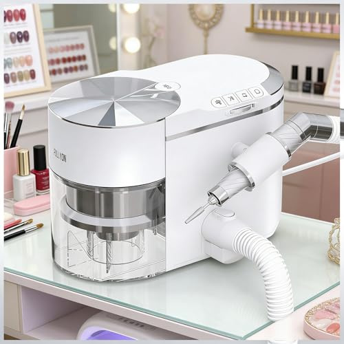 200W Nail Dust Extractor with 30000 RPM Brushless Motor, 2-in-1 Electric Nail Drill and Vacuum Collector, Low Noise Nail Drill Manicure Machine for Nail Tech and Home Use