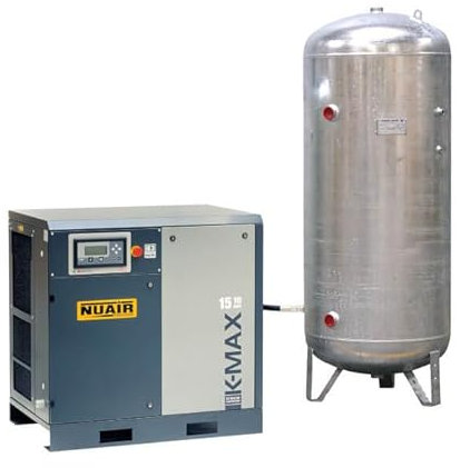 Compresseur d'air à vis silencieux 20 CV 500 L 10 bar cuve galvanisée NUAIR