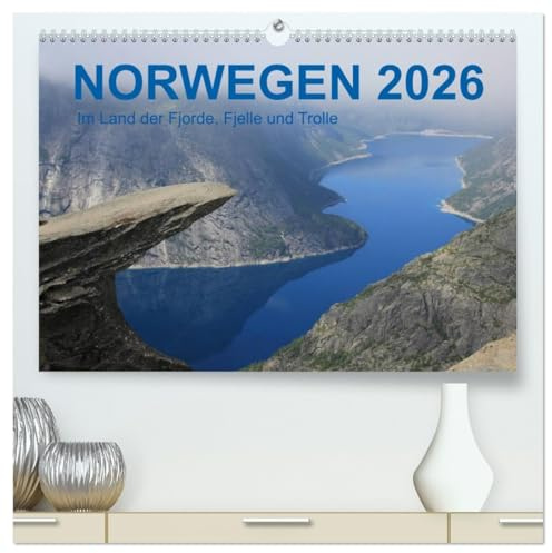 Norwegen 2026 - Im Land der Fjorde, Fjelle und Trolle (hochwertiger Premium Wandkalender 2026 DIN A2 quer), Kunstdruck in Hochglanz: Norwegen wartet ... bis zu hohen Gipfeln auf. (CALVENDO Orte)