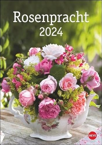 Rosenpracht Kalender 2024. Wandkalender mit 12 prachtvollen Fotos der schönsten Rosen. Dekorativer Bild-Kalender mit Platz für Termine und Notizen.