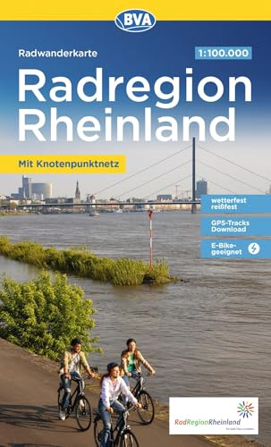 BVA Radwanderkarte RadRegion Rheinland die schönsten Radtouren mit Knotenpunkten 1:100.000: reiß- und wetterfest, GPS-Tracks Download, E-Bike geeignet, mit ausgewählten Themenrouten
