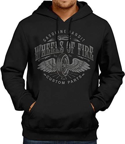 GASOLINE BANDIT Original Rockabilly Biker Racer Kapuzen-Pullover: Wheels of Fire