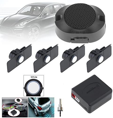 Auto-Rückfahrradarsystem Premium-Qualität 4 Parksensoren Auto-Rückwärtsfahrradarsystem mit Flügeln (weiß)