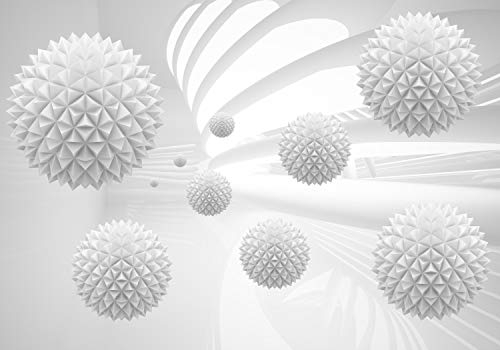 wandmotiv24 Fototapete Kugeln Flur futuristisch schwarz weiss, S 200 x 140cm - 4 Teile, Wanddeko, Wandbild, Wandtapete, Raumerweiterung Korridor 3D abstrakt M5459