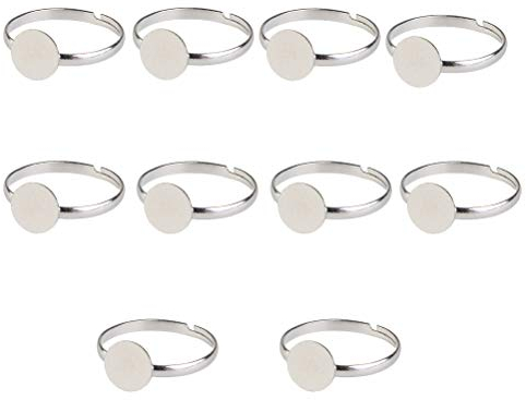 10 StüCk Verstellbare Silberfarbene Ringrohlinge Mit Rundem Pad FüR Diy Schmuckherstellung – Umweltfreundlich, Nickelfrei, Perfekt FüR Basteln Und Dekoration