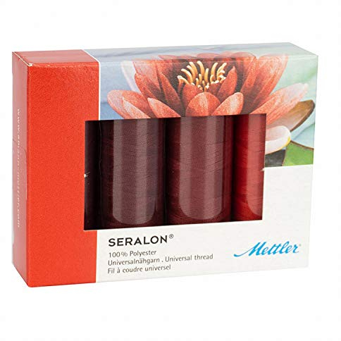 Amann METTLER GARNSET SERALON NO.100, Perfekter Allesnäher in gängigen Universalfarben, für tadellose Nähte (4 X 200 m) (red)