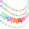 Irenare 4 Stück Frühlingsgirlande Filz Pompon Girlande Hello Spring Gänseblümchen Blume Banner für Innendekoration Kaminbaum Party Dekorationen
