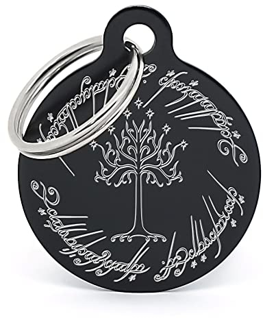 PERDIDUS Placa para perro personalizada EL SEÑOR DE LOS ANILLOS. Grabado del nombre y teléfonos.