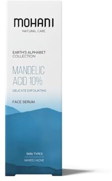 Mohani Glättender Gesicht Serum mit 10% Mandelsäure und Niacinamid | Feuchtigkeitsserum zur Regulierung der Sebumproduktion für Mischhaut und Akne-Haut (30ml)