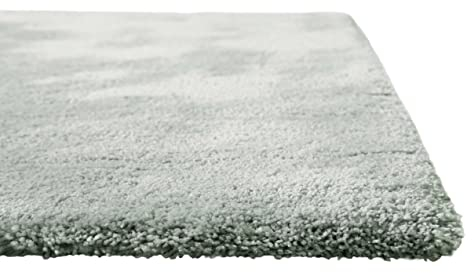 Homie Living Kuscheliger & Flauschiger Hochflor- Teppich für Wohnzimmer, Schlafzimmer und Kinderzimmer - PISA (70 x 140 cm, hellgrau grün)