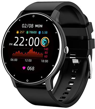 ESSONIO 45.5 MM Smartwatch Sport IP68 Wasserdichter Fitness-Tracker mit Voll-Touchscreen und Herzfrequenz-Schlafmonitor 7 Tage Akkulaufzeit，Geeignet für Radfahren, Büro und Laufen