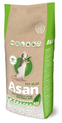 Asan Pet Aloe 42 l – Staubfreie Einstreu für Nager, mit Aloe-Vera-Extrakt für die Tiergesundheit, Geruchs- & Feuchtigkeitsaufnahme, hypoallergen, weich & umweltfreundlich
