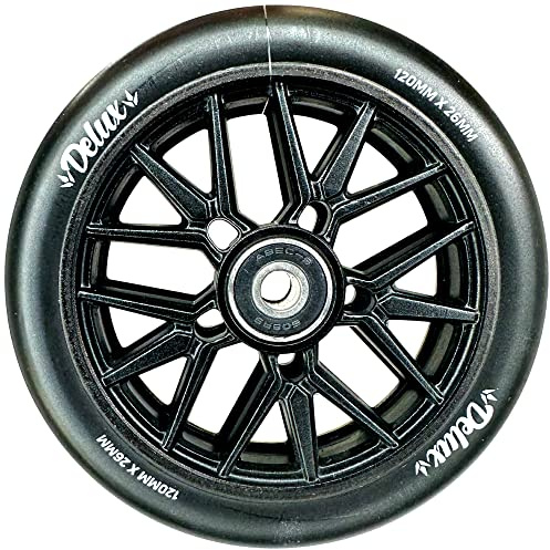 Blunt Hollow Core Stunt-Scooter Wheel Park I Trick I Tret I Roller I Ersatz I Rad I Rolle IAluminiumI Abec 9 Kugellager I Freestyle I+Fantic26 Sticker (Deluxe Schwarz, 120mm)