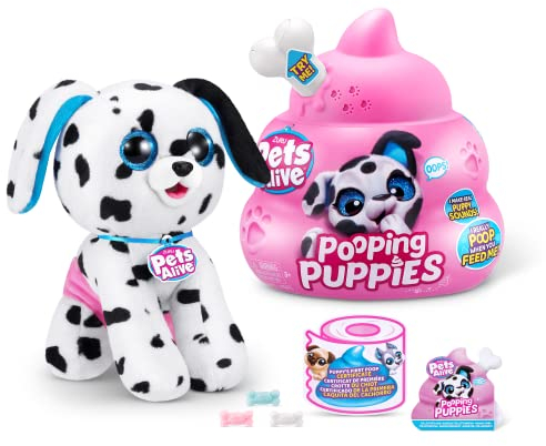 Pets Alive Pooping Puppies von ZURU, Dalmatiner, echter Haustier-Hundewelpe, Spiel-Kuscheltier, entwicklungsfördernder Plüsch