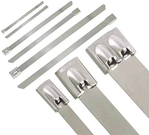 4 Stück Kabelbinder Edelstahl 7,9 x 1000mm V2A | VIELE GRÖSSEN 4,6|7,9|12mm & Längen 10-150cm | 1/10/20/50/100er Packs | Schlauchbinder 100cm |rostfrei UV-stabil & wetterfest Metall | Premium