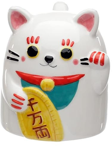 EliteKoopers 1Pcs Novelty Upside Down Ceramic Mug Maneki Neko Lucky Cat Design for Women, Men, Birthday, etc.