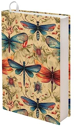 Kuiaobaty Aquarell-Buchhüllen mit Libellen-Blumenmuster, Vintage-Stoff, Buchschutz für Neuheiten, Bibel-Standardgröße, 27,9 x 21,4 cm