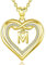 AEONSLOVE Buchstaben Kette Vergoldete Kupfer Herz M Buchstaben Anhänger Halskette mit Namen Namenskette Damen Frauen Mädchen Initialen Alphabet Schmuck Geschenk