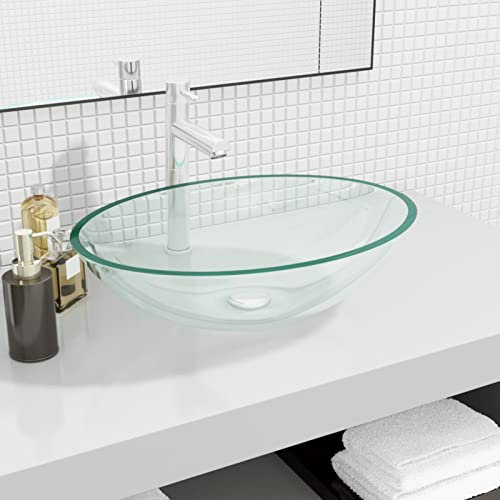 GuyAna Lavabo Verre 50x37x14 cm Transparent,Vasque À Poser Salle De Bain,Lavabo Salle De Bain