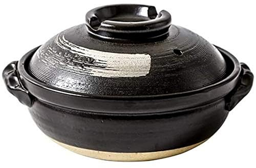 KUMIAO Cocotte en céramique résistante à la chaleur avec couvercle – Faitout japonais Donabe pour une cuisson sans huile et une cuisson à la vapeur lente – Pot à soupe – Comprend une ligne de brosse