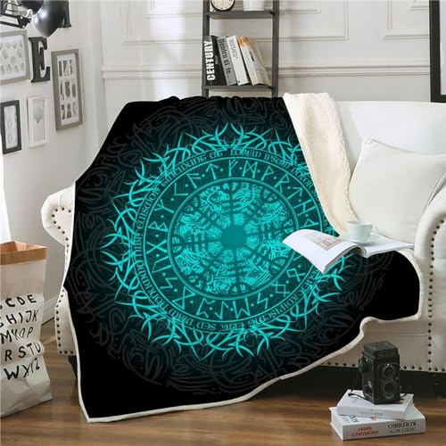 WIKINGER Kuscheldecke Sherpa Decke 130x150 cm Mikrofaser Super Weich und Warme Winter Blanket 3D Wohndecke Kinder Fleecedecke Flauschige Sofadecke für Sofaüberwurf Tagesdecke