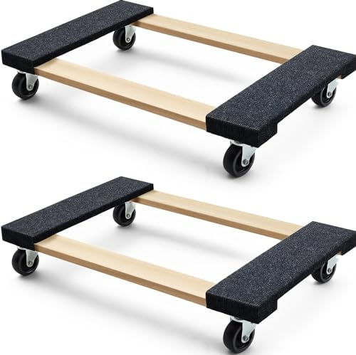 SIMPLI-MAGIC 79545 76,2 cm x 45,7 cm Hartholz-Möbel bewegliche Rollen aus Holz Lenkrollen Mover Dollies 0,9 kg Kapazität 2 Stück