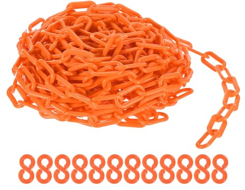 PATIKIL 15m Absperrkette Kunststoff mit 12 Kettenglieder Warnkette Plastikkette Sicherheitskette Plastik Dekorationskette von Flächen stabil für Absperrung, Orange