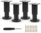 Furniture Adjustable Legs, Metal Bed Support Leg Central Slat Frame Couch Replacement Support Leg Part Heavy Duty Furniture Foot with Screwdriver for Cabinet/Dresser/Table/Sofa 8-12cm (Black 4 Pcs)