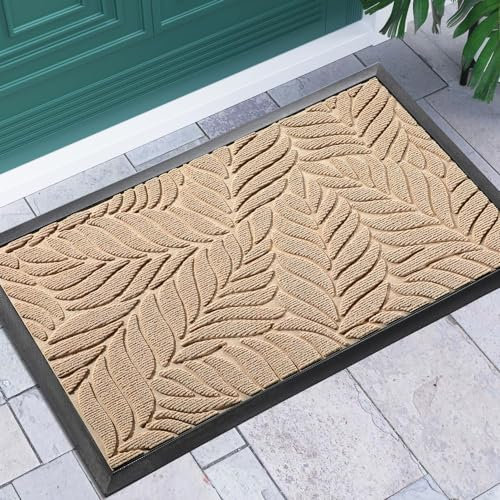Yimobra Door Mats Outdoor Indoor, Heavy Duty Non Slip Welcome Mats for Front Door, Easy Clean Outside Doormats for Outdoor Entrance Home Entry Mat, Patio Waterpoor Rubber Door Mat, 75x43 cm, Beige