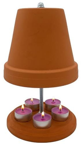 Tea Light Oven, Terracotta Tea Light Stove, Double Walled Ceramic Radiator Candle Heater, Tea Light Candle Holder for up to 5 Tea Lights, Tealight Heater for Home, Bedroom, Office, Camping(#1)