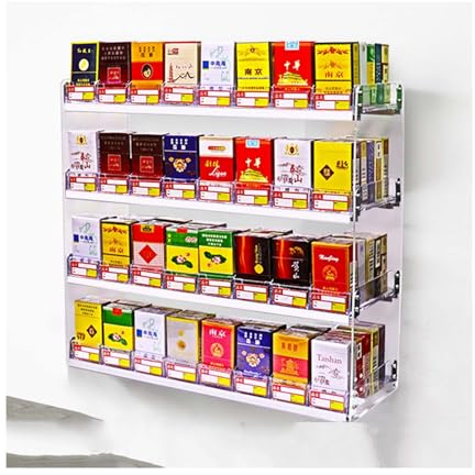 Cigarette Holder Real Acrylic Automatic Cigarette Pusher Cigarette Cases & Dispensers Wall Mounted Candy Rack For Convenience Stores (Color : Clear, Size : 31.5x28.4x69CM)