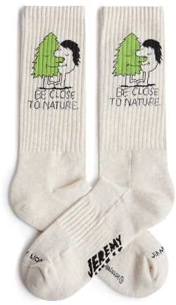 Jimmy Lion Jeremyville Socken für Damen und Herren - Größen 36-40 | 41-46 Limitierte Auflage, Athletic Be Close to Nature - Beige, 41-46
