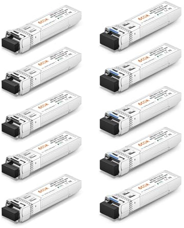6COMGIGA 5 Paar 10G SFP+ Bidi Transceiver, 10GBase-BIDI 1270 nm/1330 nm SMF, bis zu 10 km, kompatibel mit Cisco, Ubiquiti, Mikrotik, D-Link, Supermicro und Anderen offenen Switches
