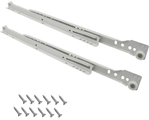 1 Paar Schubladenschien Kunststoffräder Rollenführung Schubladenführungen Schubladenauszug,500mm Weiß