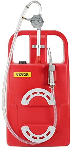 VEVOR Tanque de combustible Tanque de almacenamiento de gasolina portátil de 25 galones con ruedas bomba de transferencia manual tanque de gasolina diesel para automóviles, vehículos, barcos, rojo