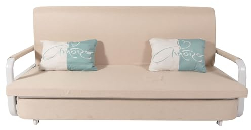 Mendler Schlafsofa HWC-M83, Schlafcouch Couch Sofa, Schlaffunktion Bettkasten Liegefläche, 190x185cm - Stoff/Textil beige