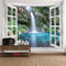AMDXD Wandbehang 200x200cm, Landschaft Natur Wandteppich Fenster Wasserfall Design Muster Tapisserie Weiß Blau Grün in Polyester, Tapestry für Wohnzimmer Schlafzimmer Wohnheim Wanddeko